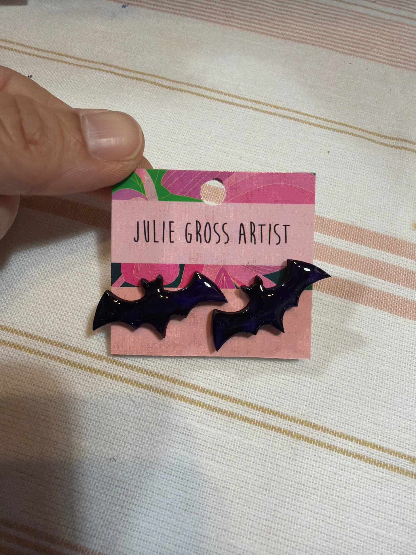 Halloween black bat earrings