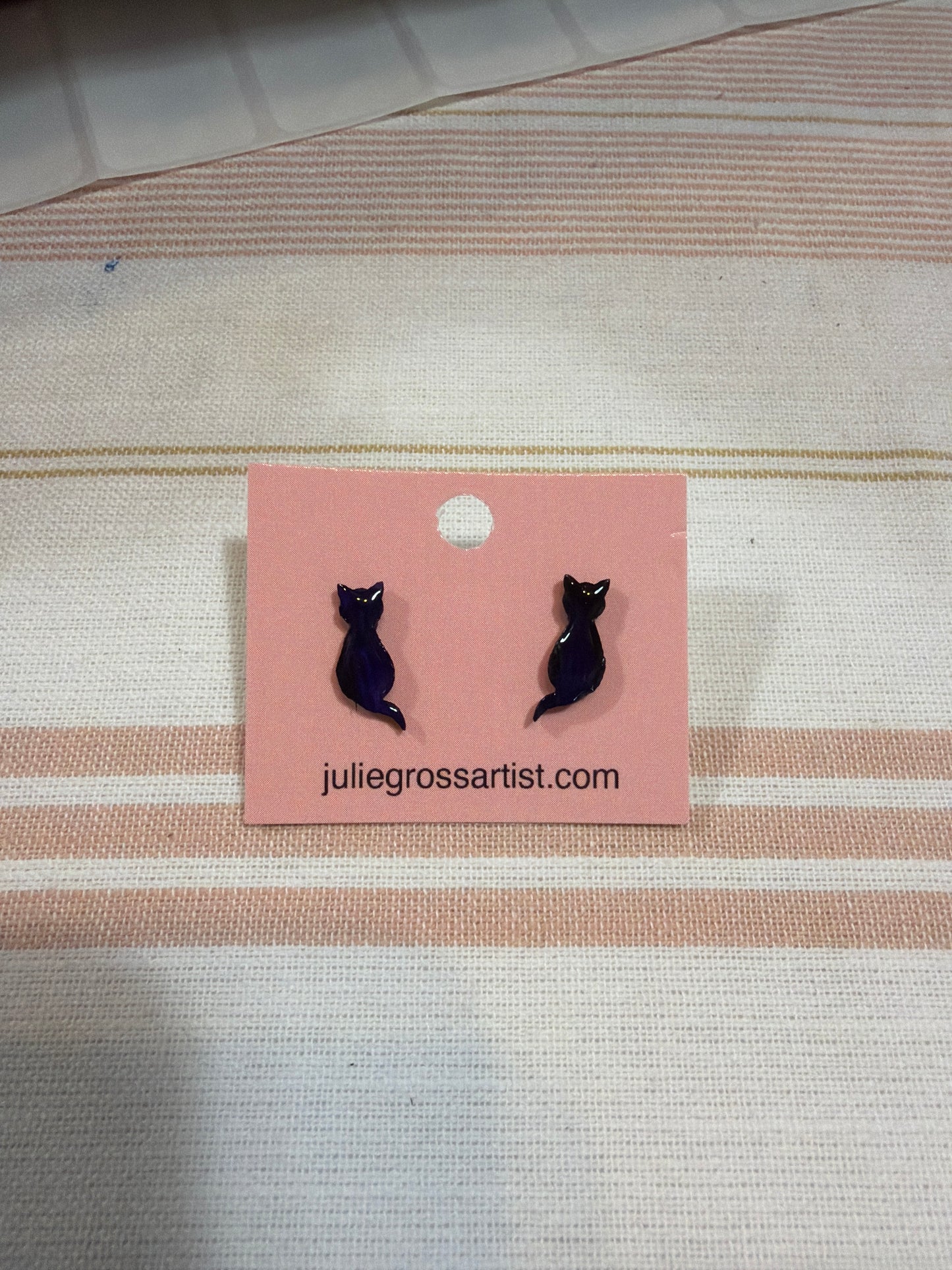 Halloween black cat earrings