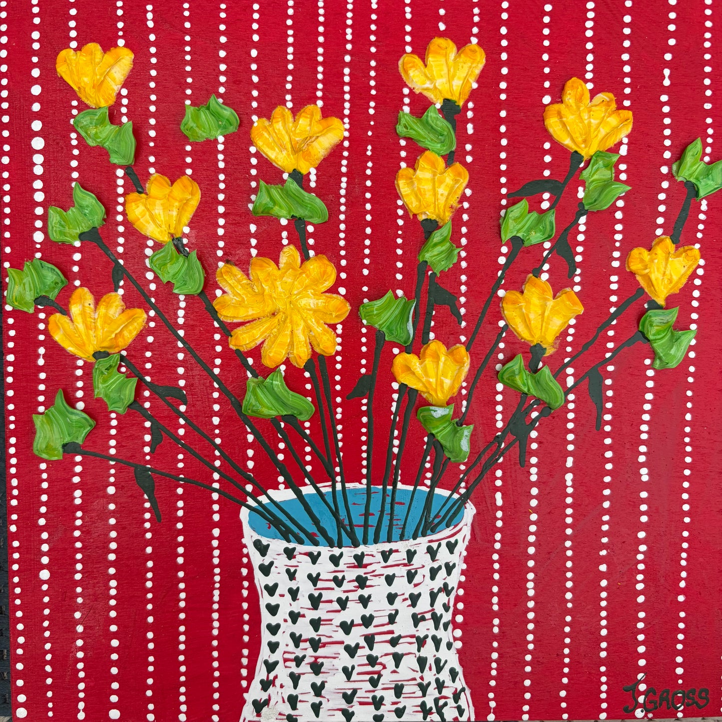 Floral on red background (1) 8x8