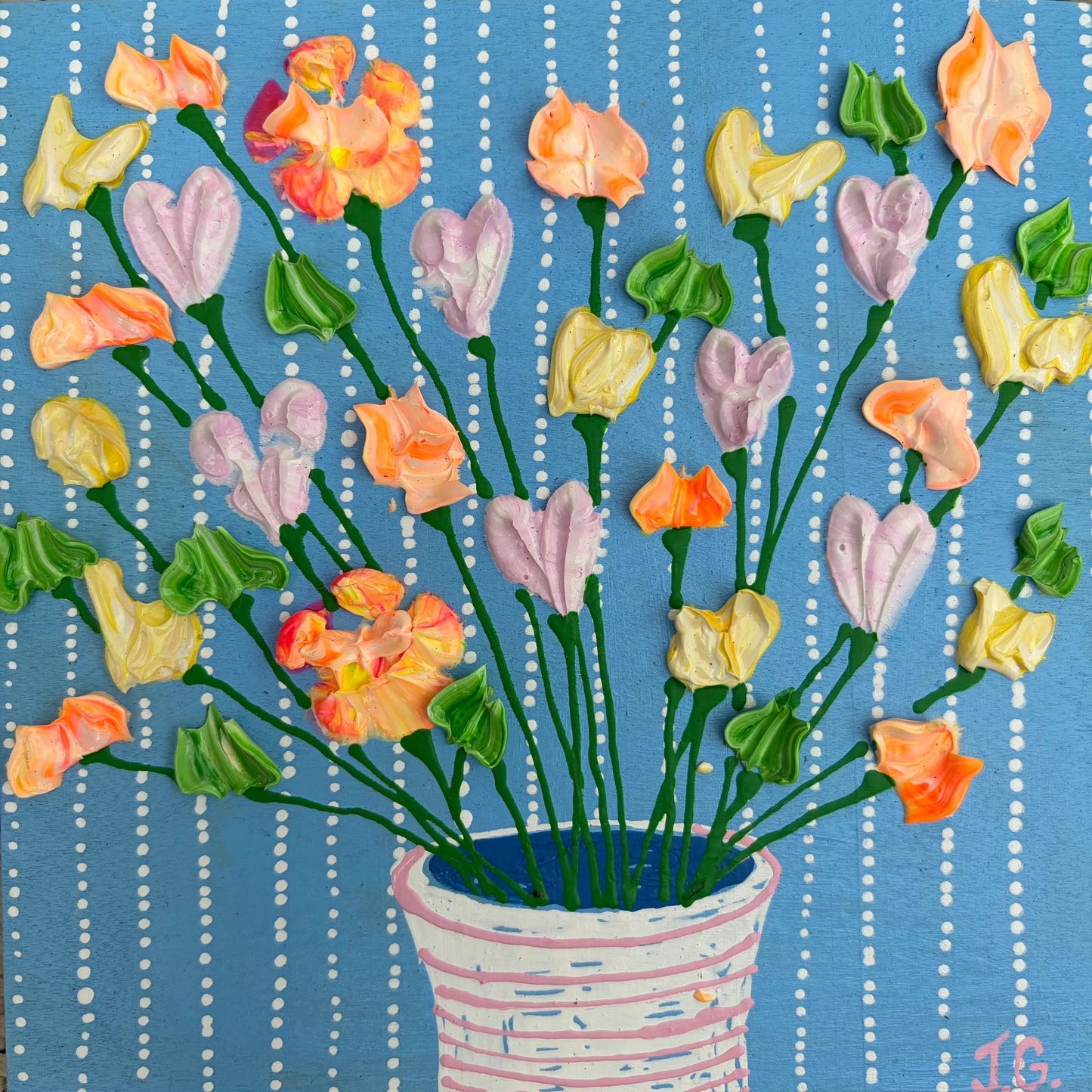 Floral on light blue background 6x6