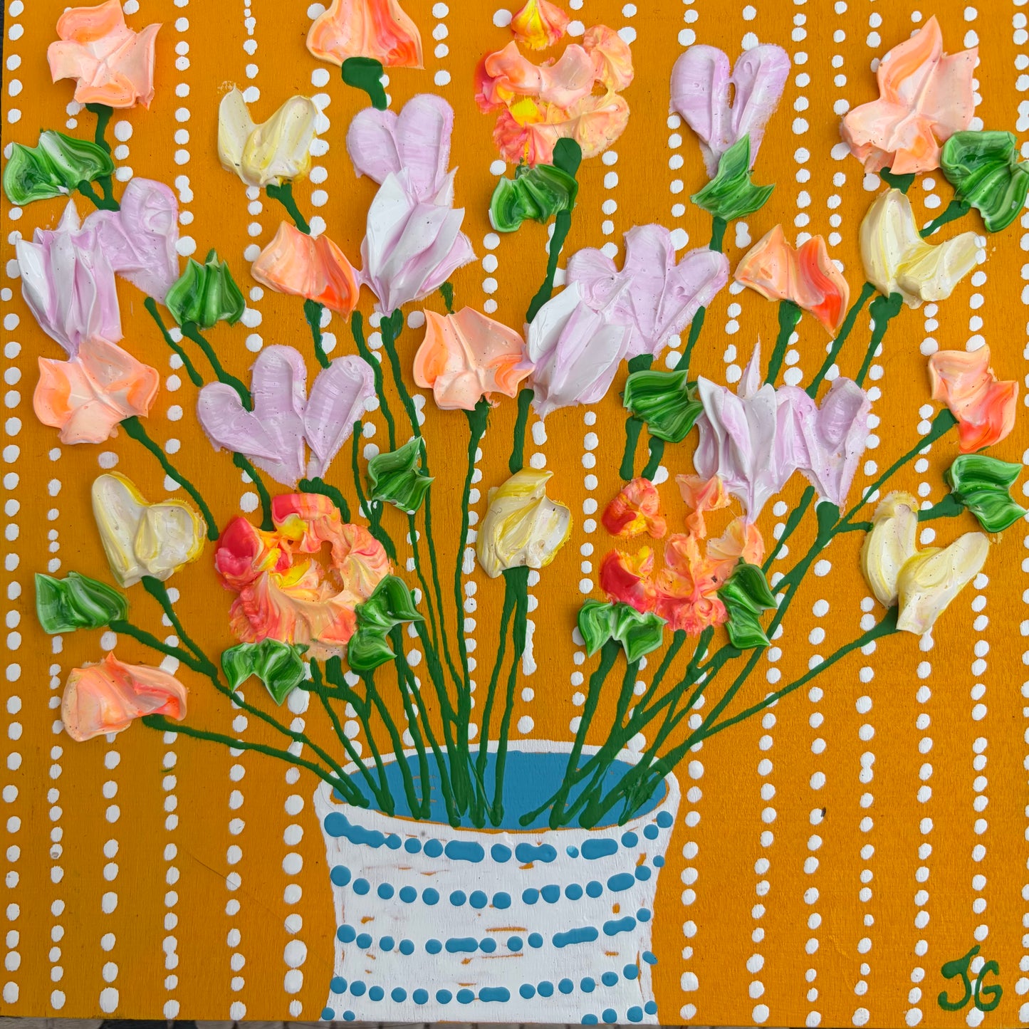 Floral on yellow background 6x6 (2)