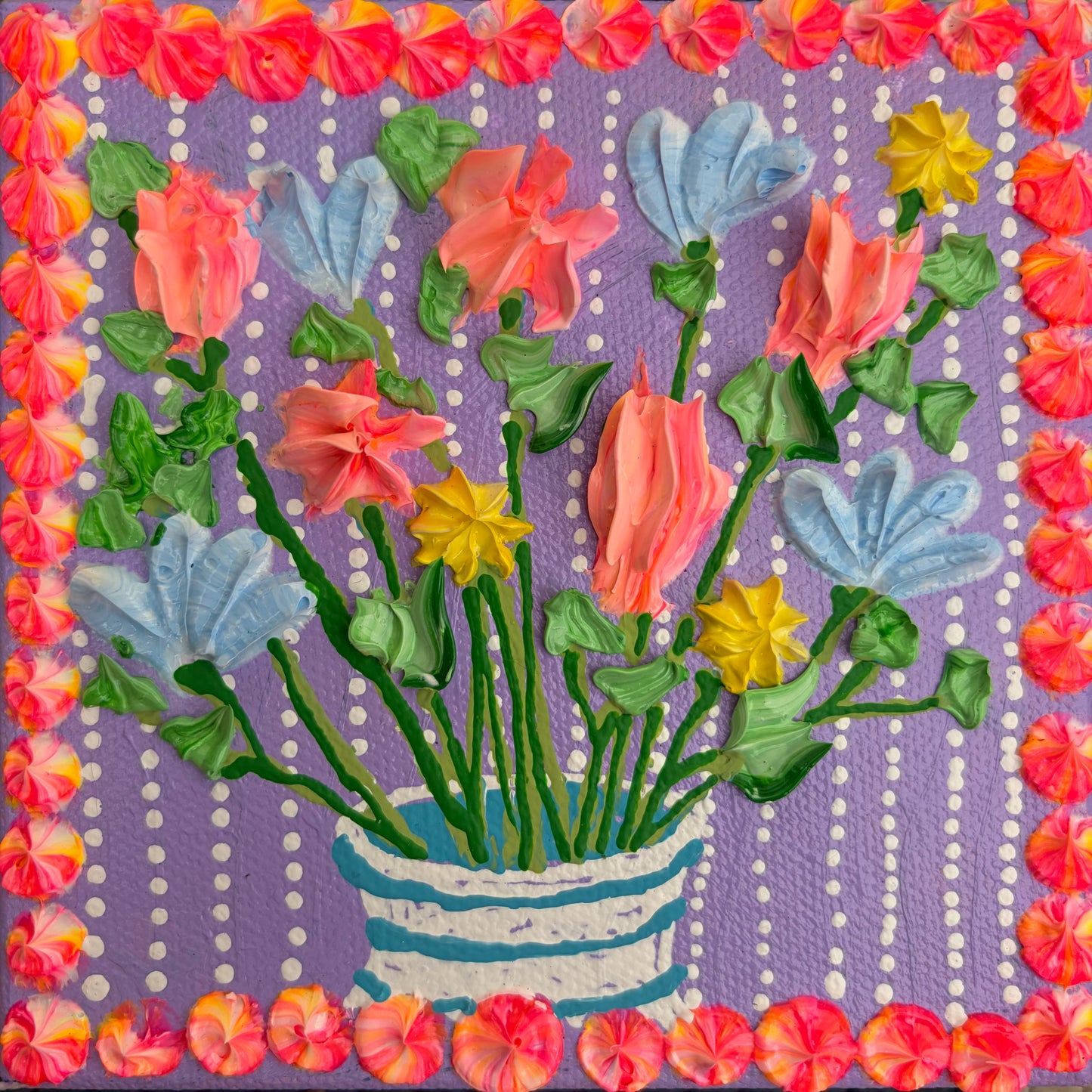 Floral on purple background 6x6