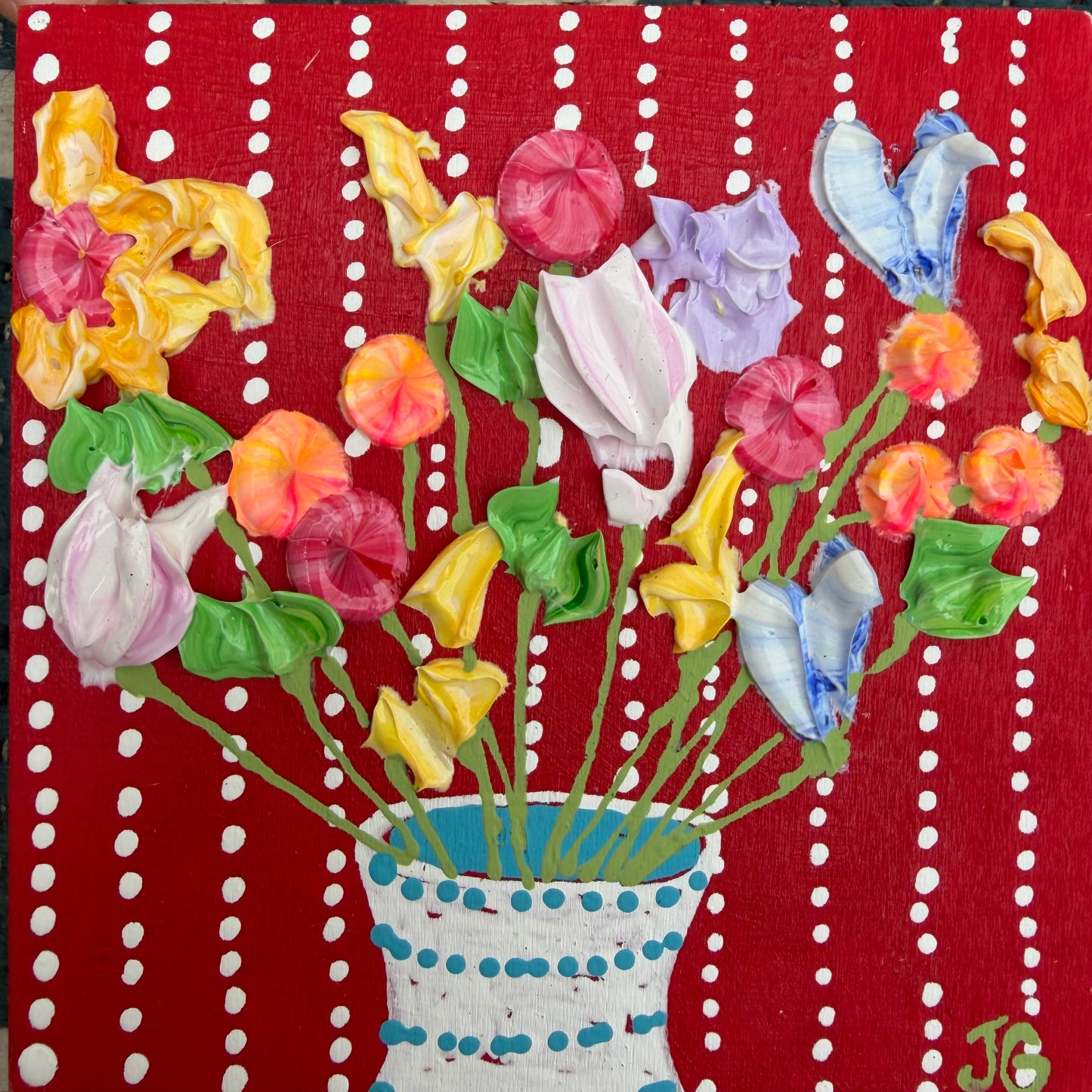 Floral on red background 4x4 (2)