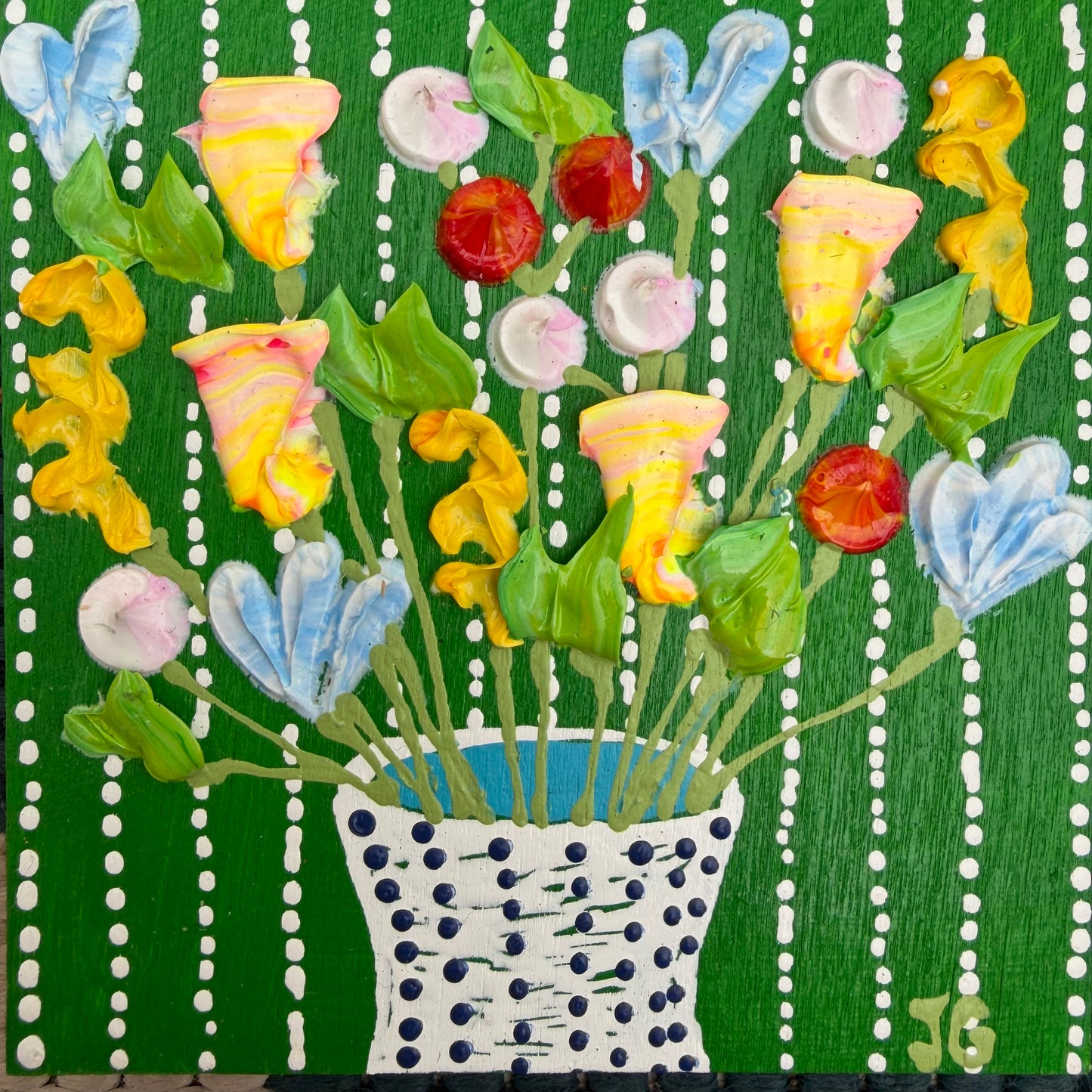 Floral on green background 4x4 (2)