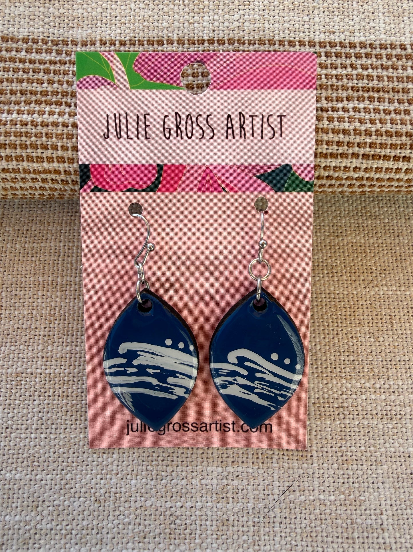 Blue and white garden party earrings- textured lines