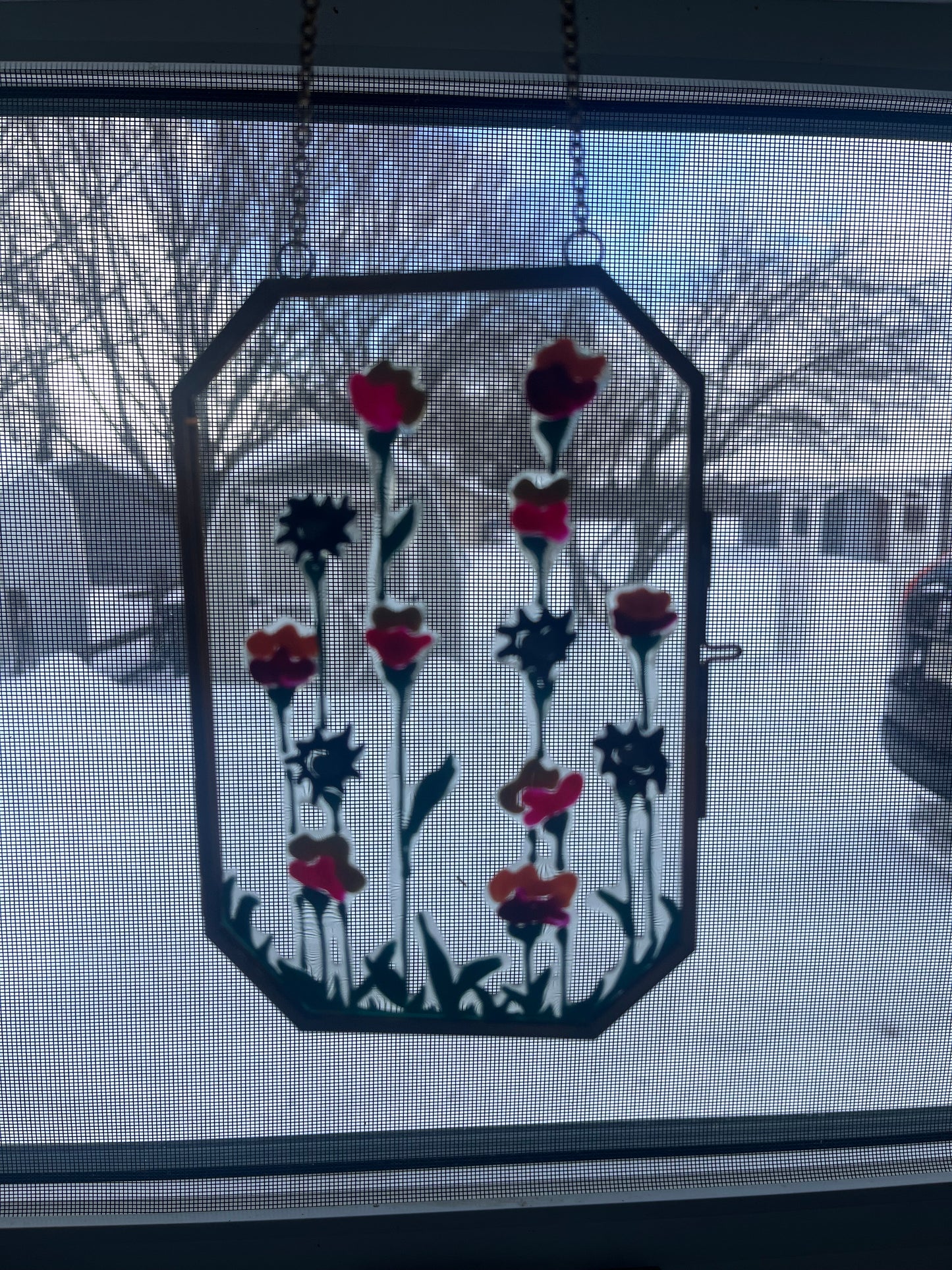 Framed Floral Window Painting (1)