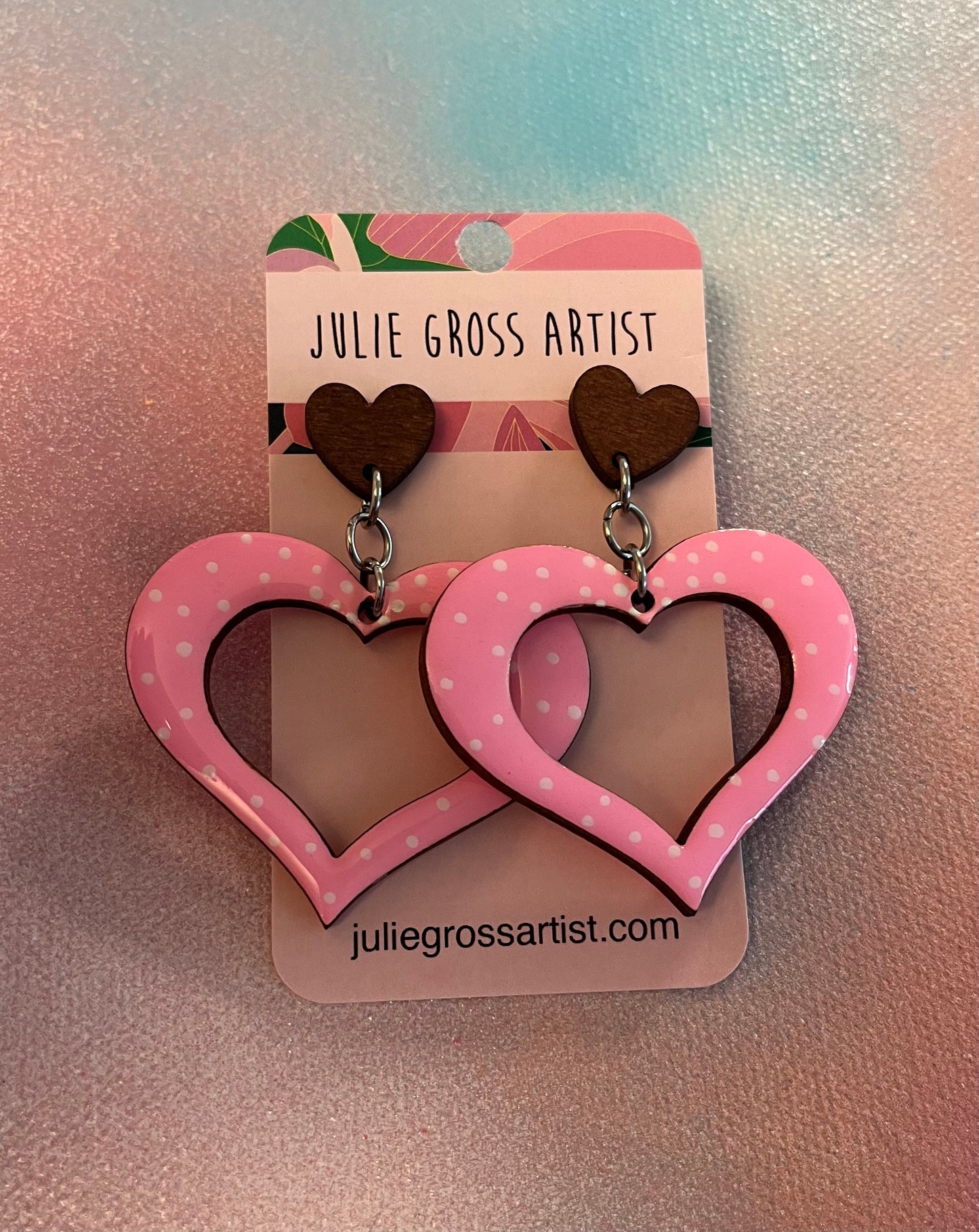 Light Pink Heart Dangle Earrings