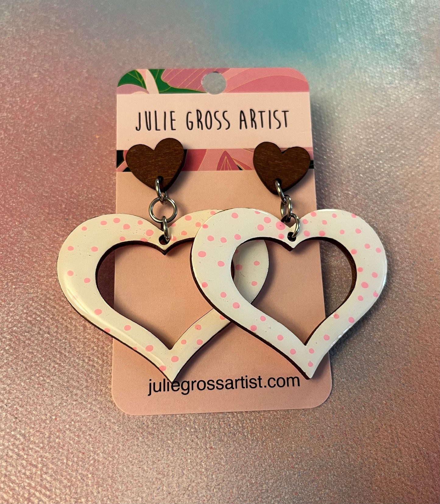 Light Pink Heart Dangle Earrings