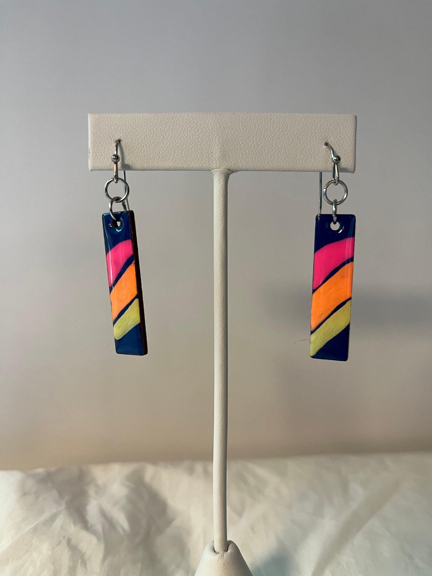 Rectangle Dangle Rainbow Earrings
