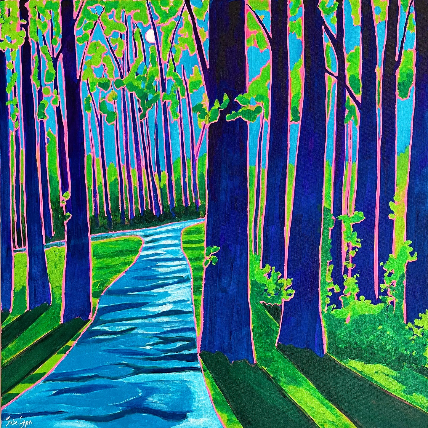 Forest with Pink Outline (8x8 Print)