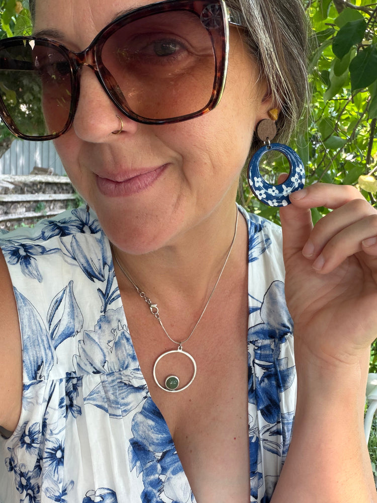 Blue and White Earrings