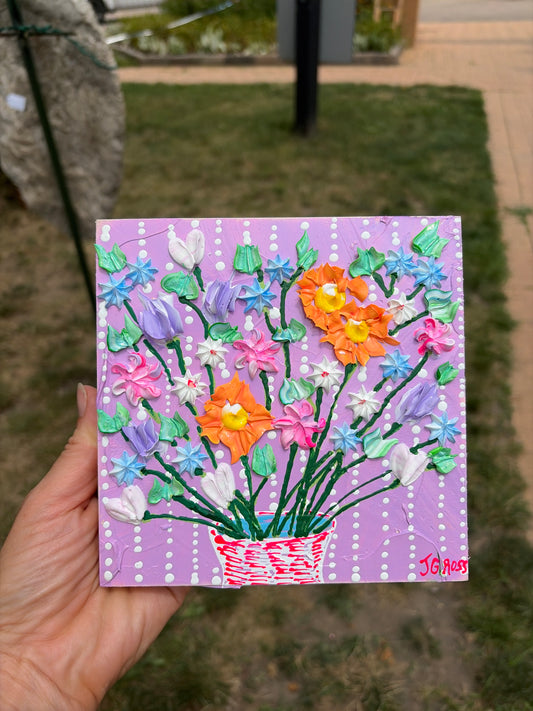 6x6 purple background floral
