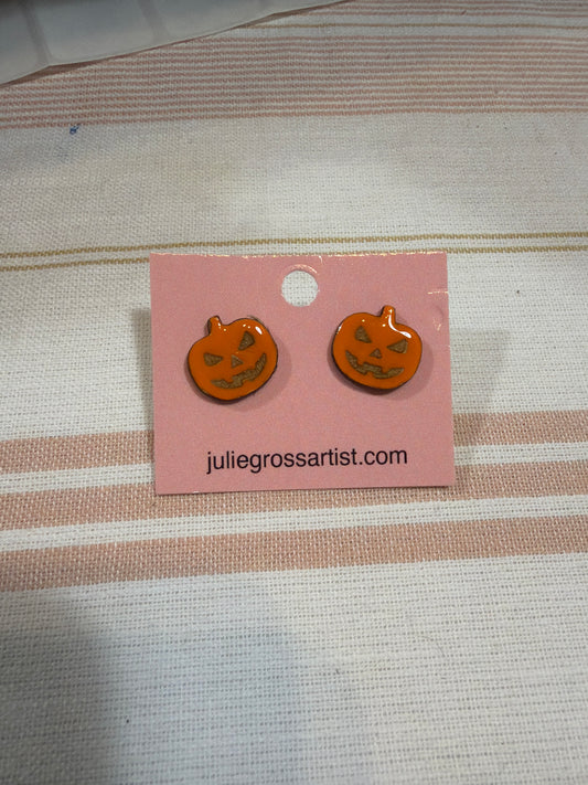 Halloween jack o lantern earrings