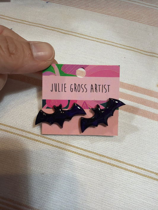 Halloween black bat earrings
