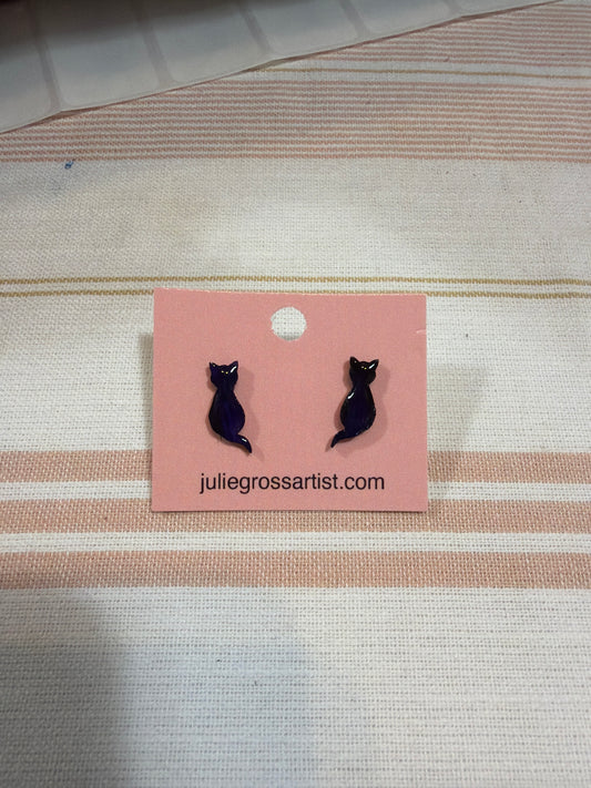 Halloween black cat earrings