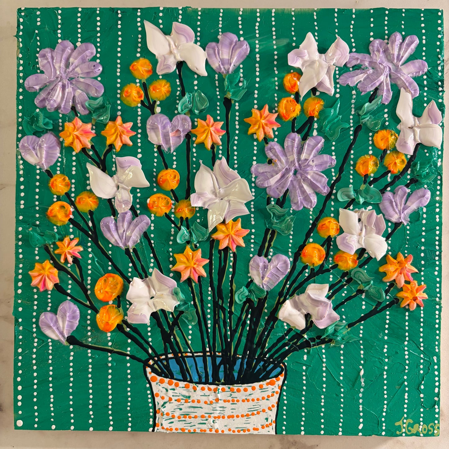 Flowers on green background - 8x8