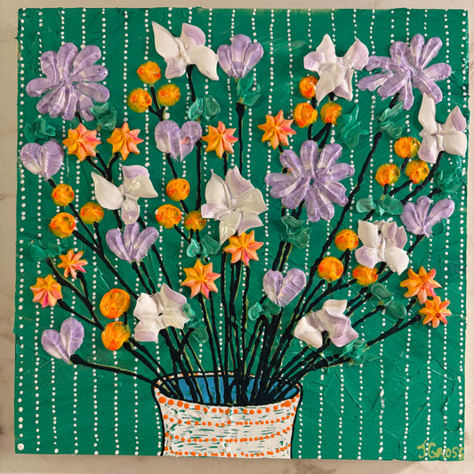 Flowers on green background - 8x8