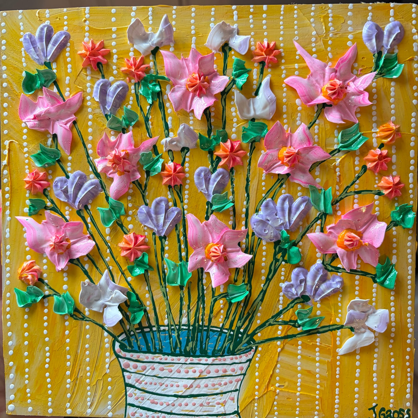 Flowers on yellow background - 8x8