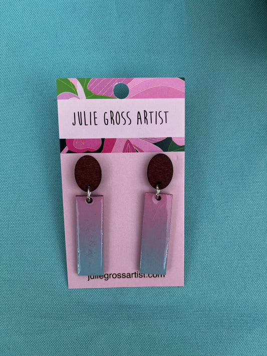 Pink and blue drop earrings