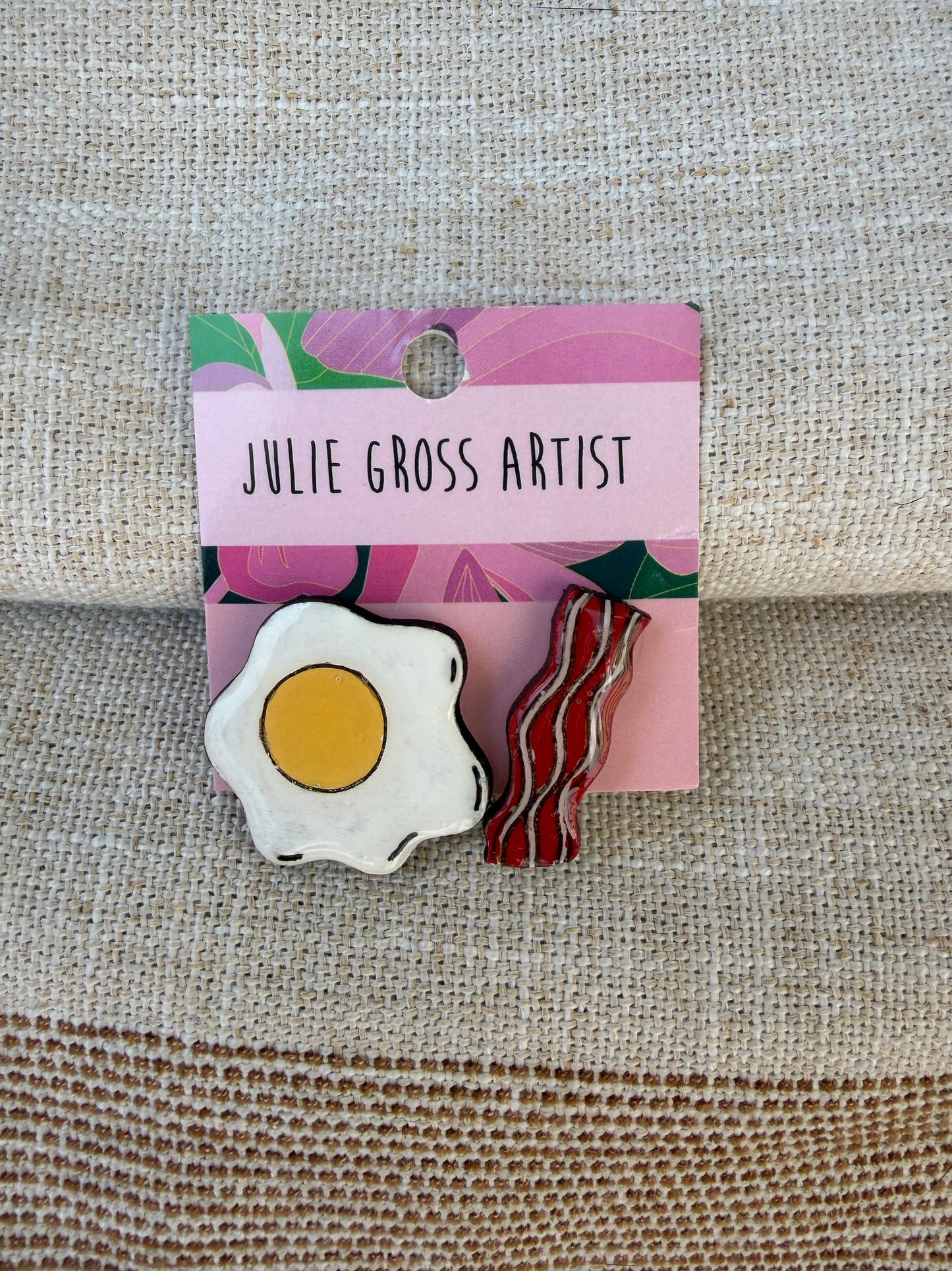 Bacon and egg earrings