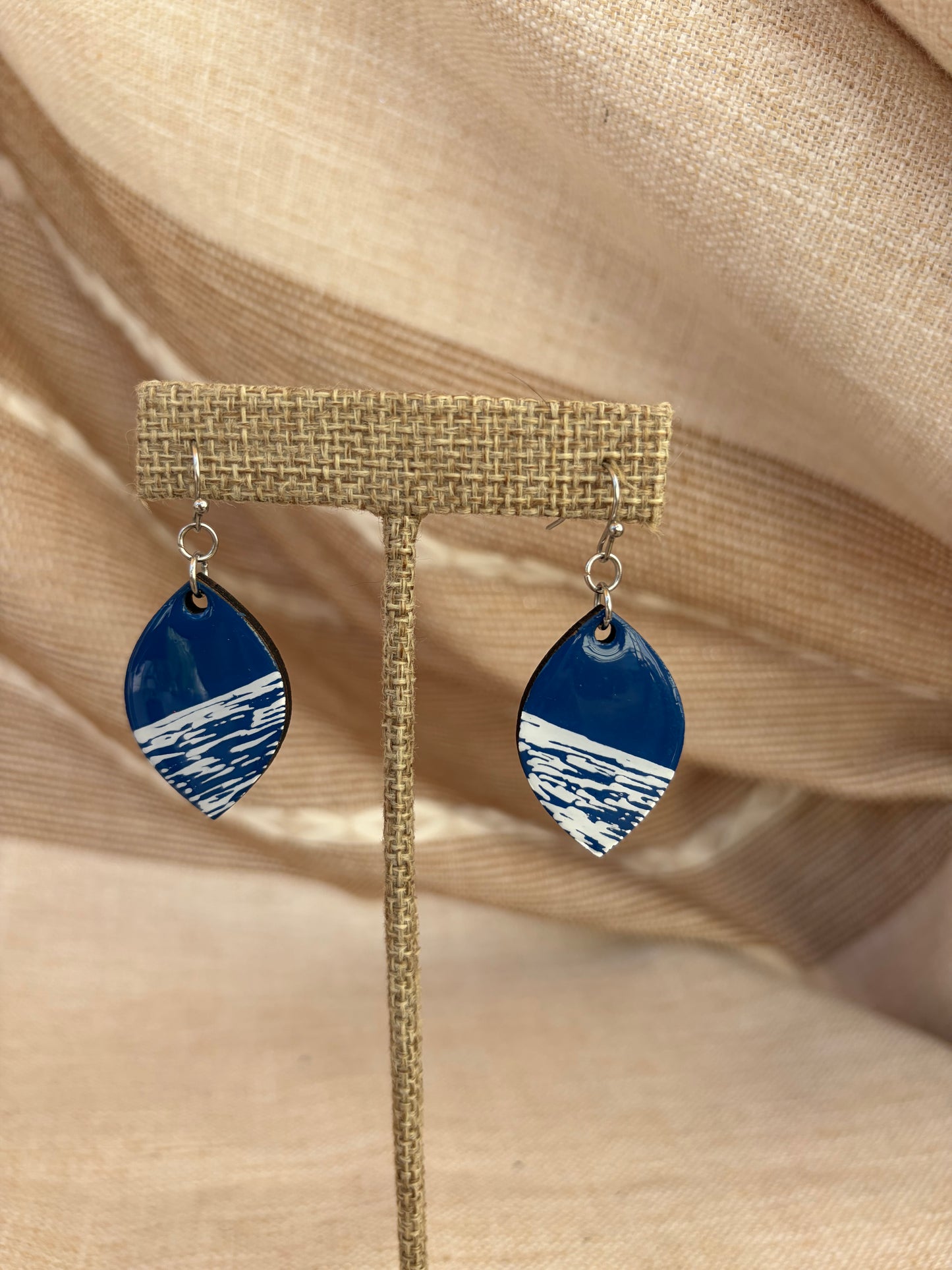Blue and white garden party earrings- textured lines