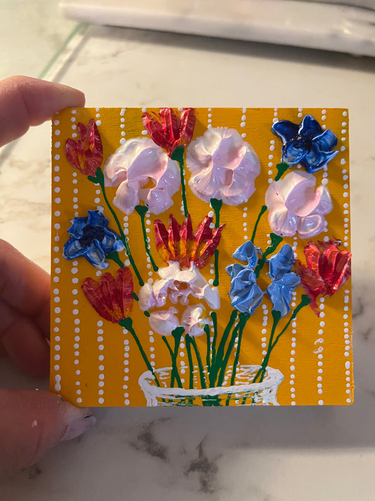 4x4 Floral- yellow background