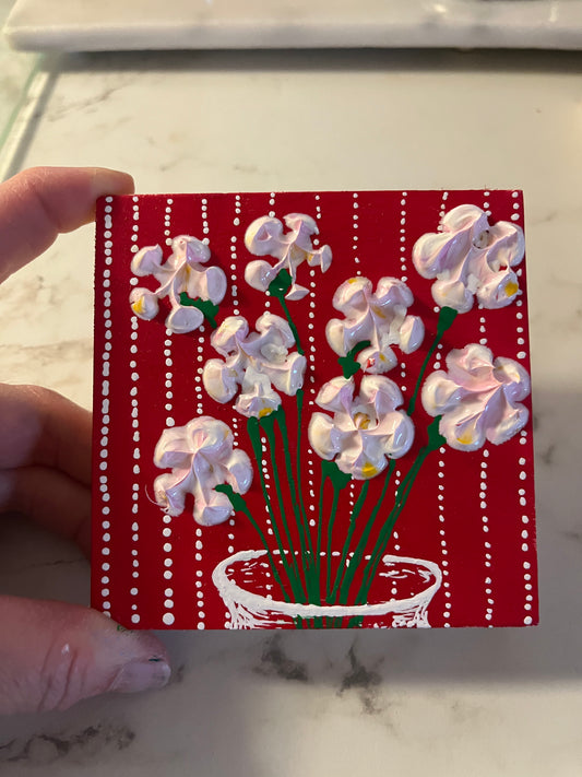 4x4 Floral- red background