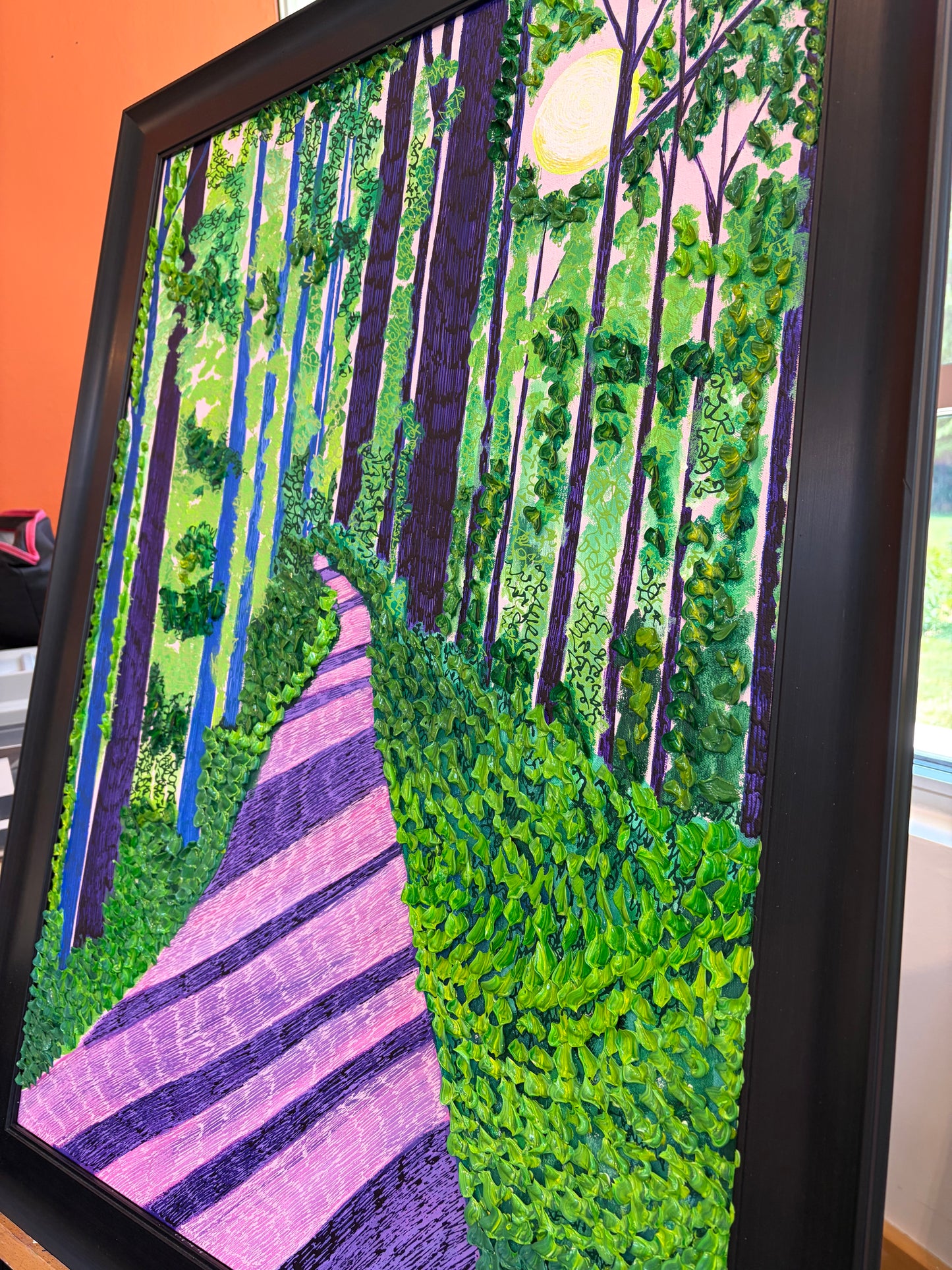 Forest Path- Texture- 28x5 x 37.5 framed