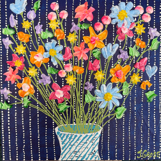 Colorful florals on blue background (1) 8x8