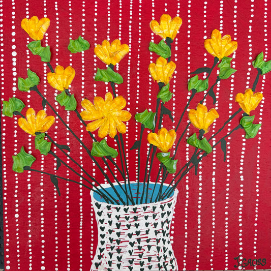 Floral on red background (1) 8x8