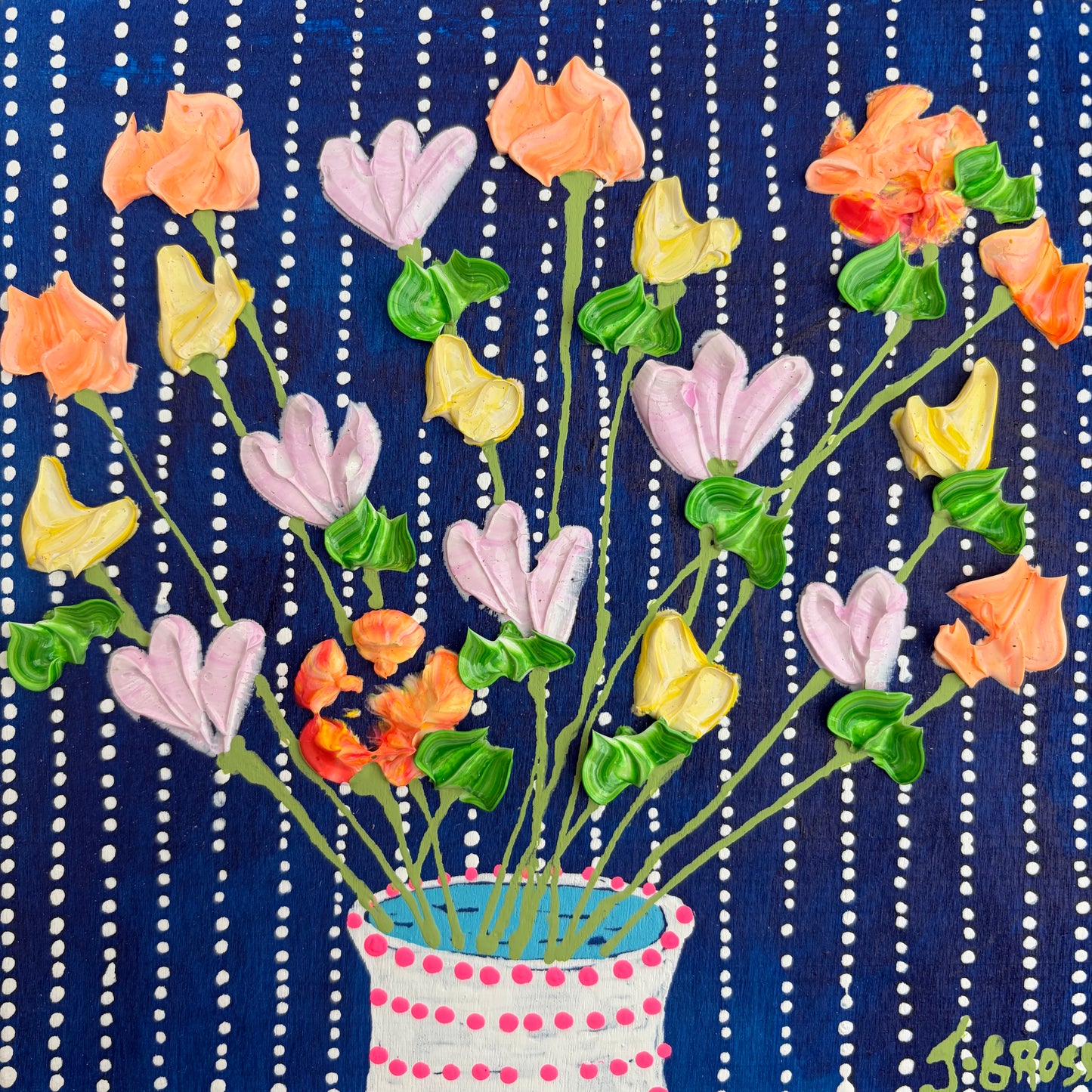 Floral on blue background 6x6 (1)