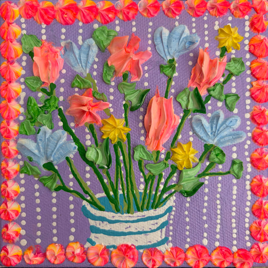 Floral on purple background 6x6