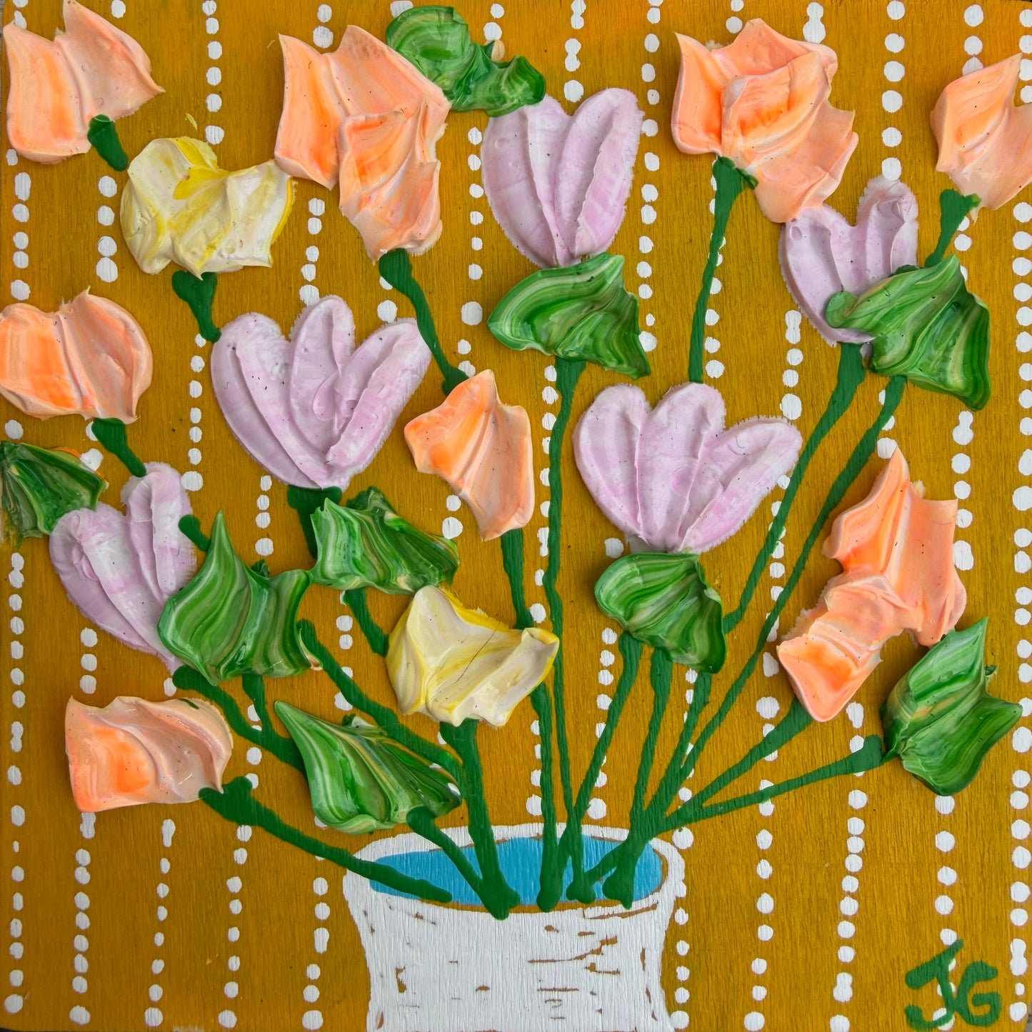 Floral on yellow background 4x4