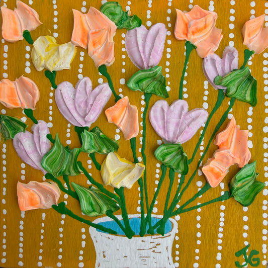 Floral on yellow background 4x4