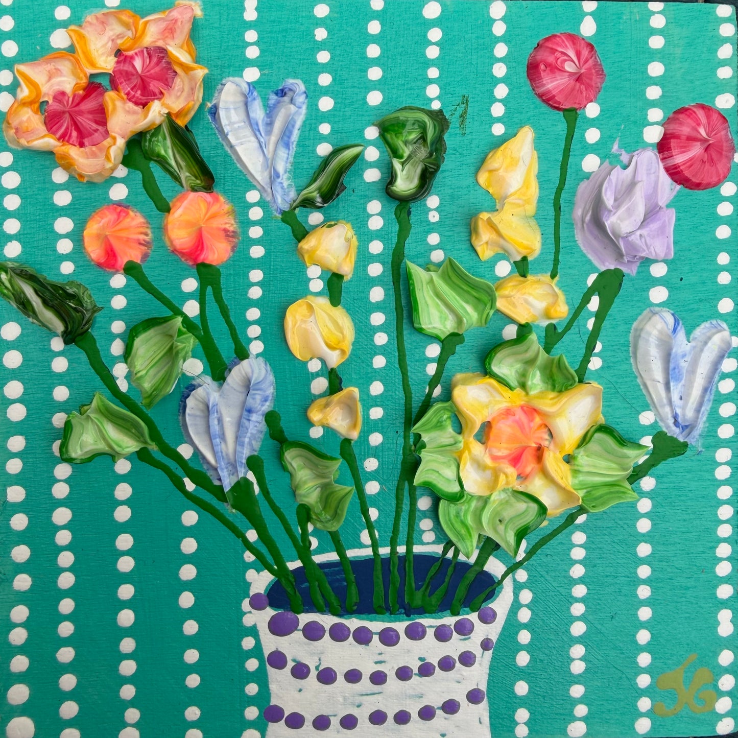 Floral on mint background 4x4 (2)