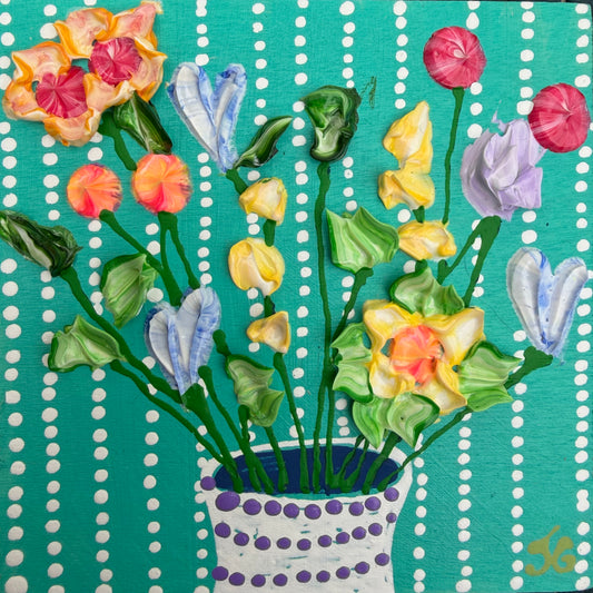 Floral on mint background 4x4 (2)