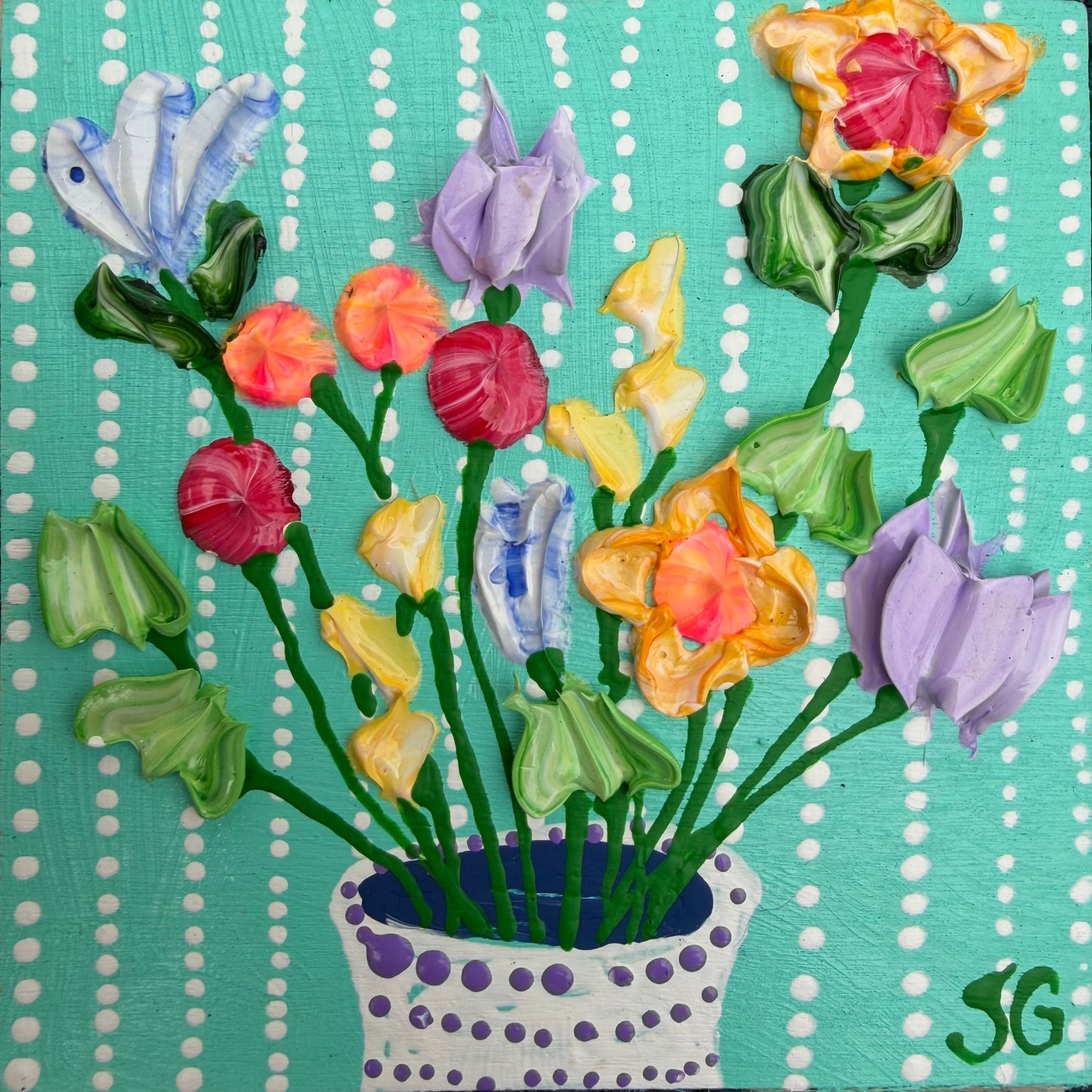 Floral on mint background 4x4 (4)