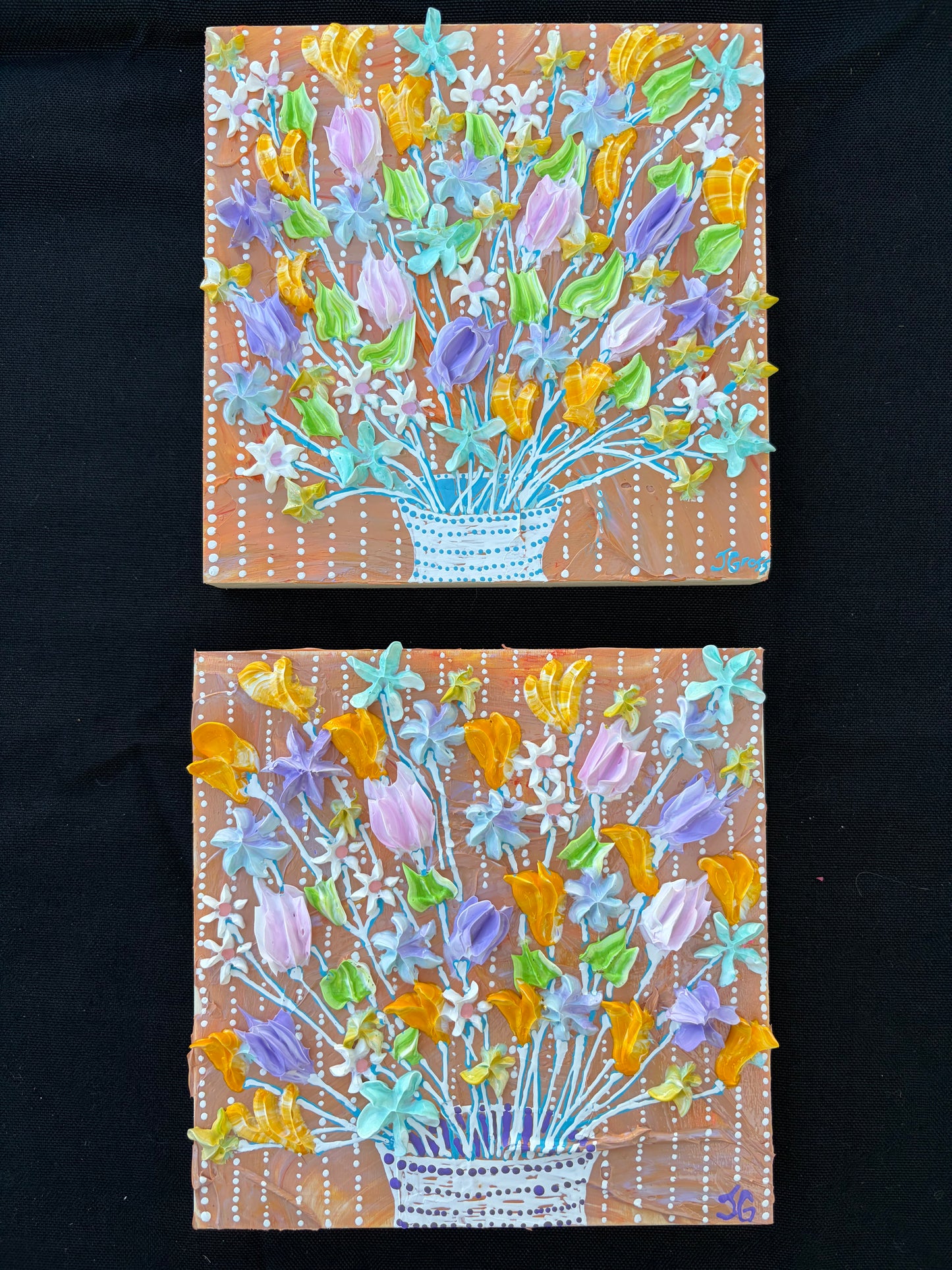Floral on tan background- 6x6 #2