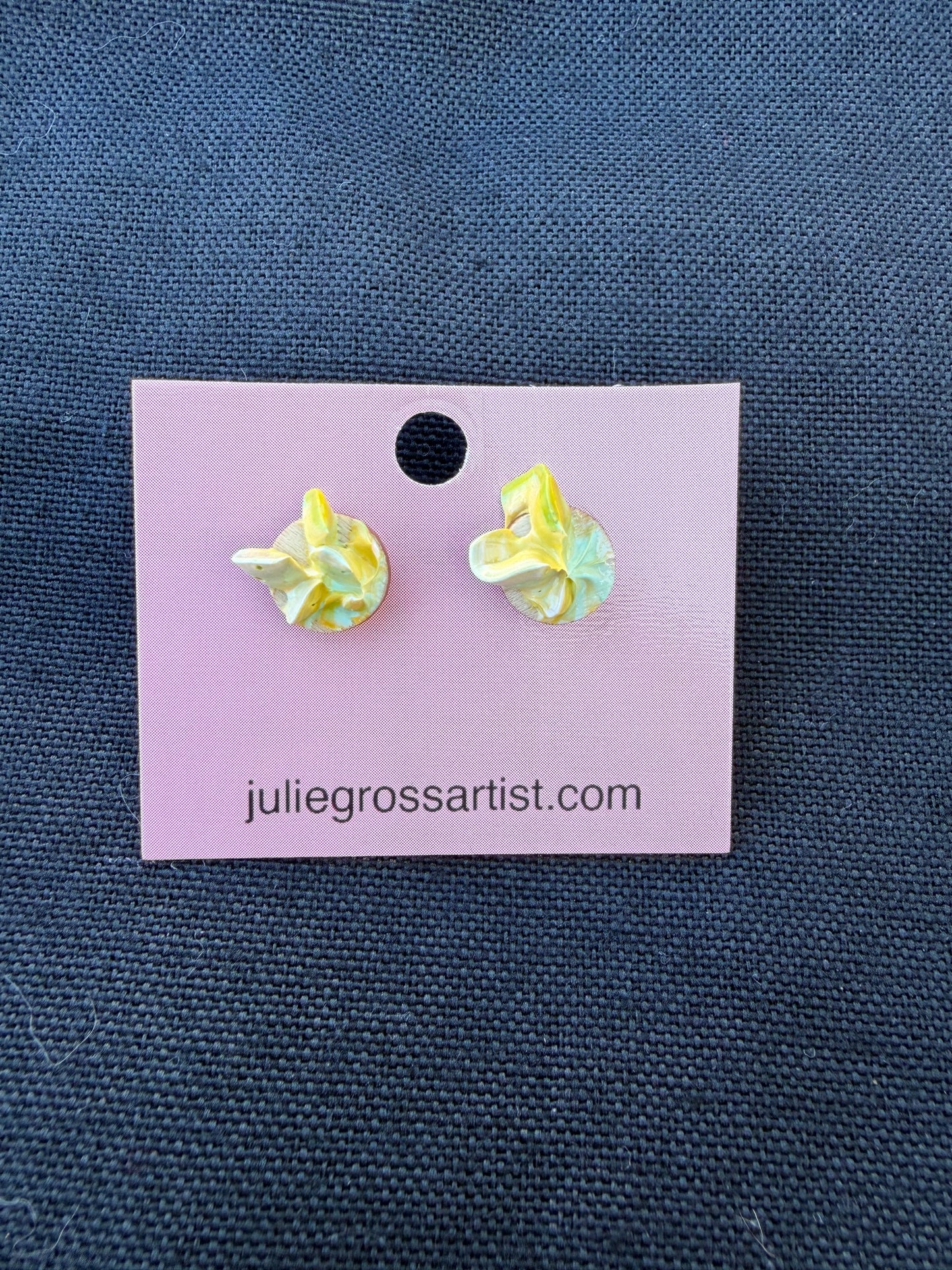 Yellow and Green 3d paint earrings #1