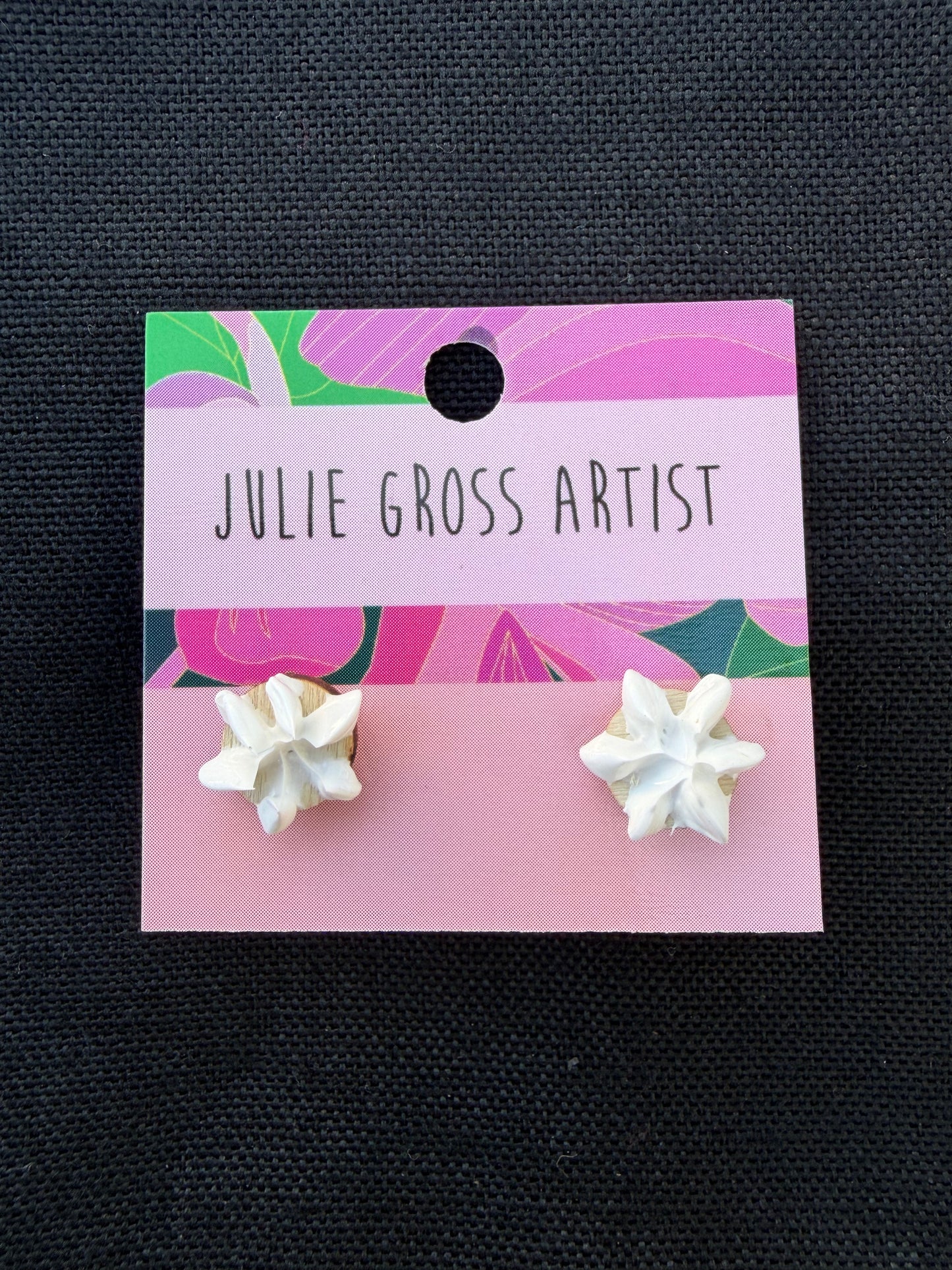 White 3d paint earrings #2