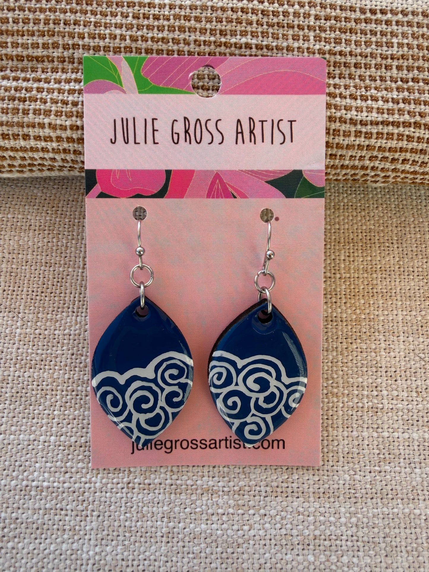 Blue and white garden party earrings- spirals