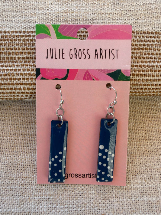 Blue and white garden party earrings-rectangle