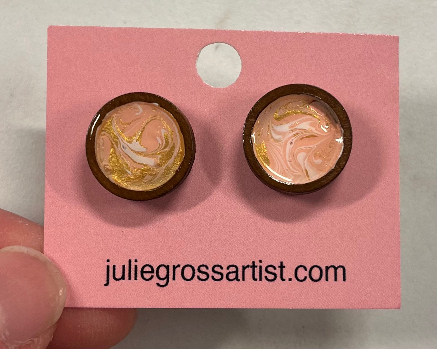 Swirly Pink Stud Earrings