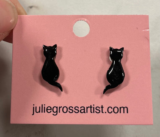 Black Cat Earrings (small studs)