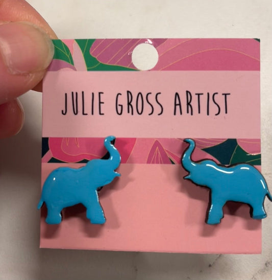 Blue Elephant stud earrings