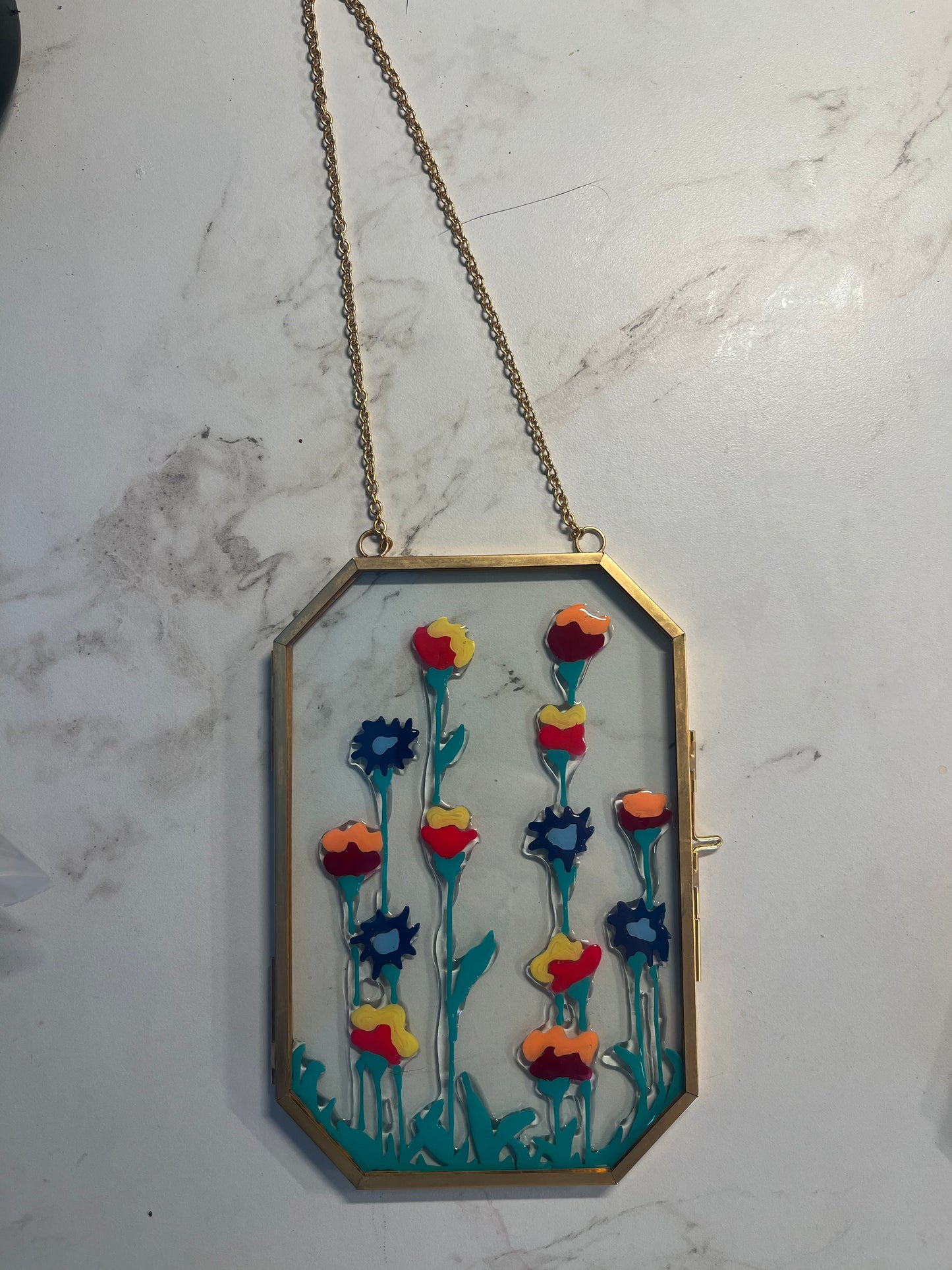 Framed Floral Window Painting (1)