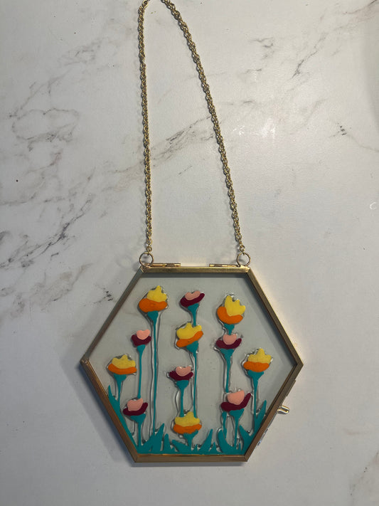 Framed Floral Window Painting (2)