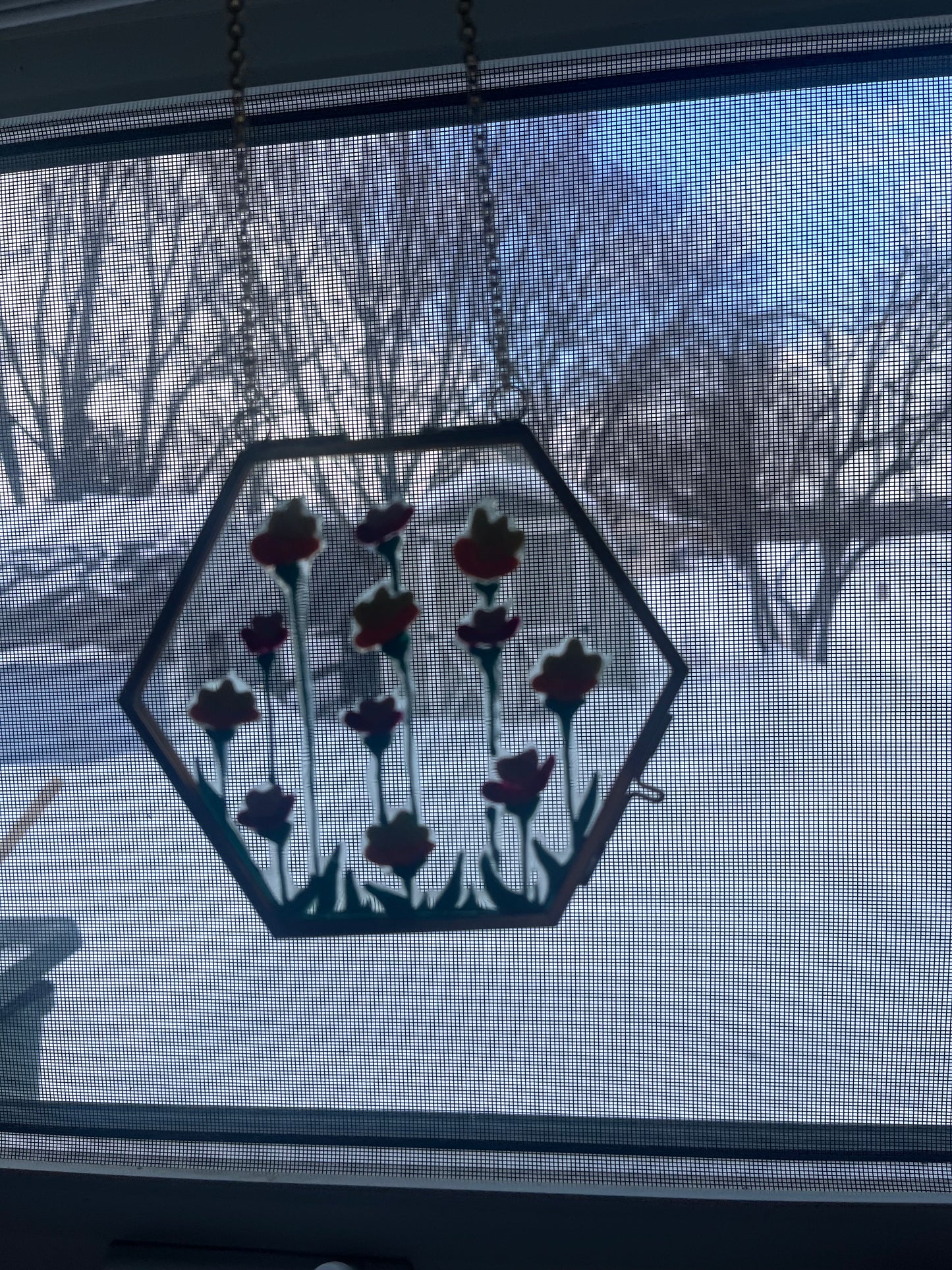 Framed Floral Window Painting (2)