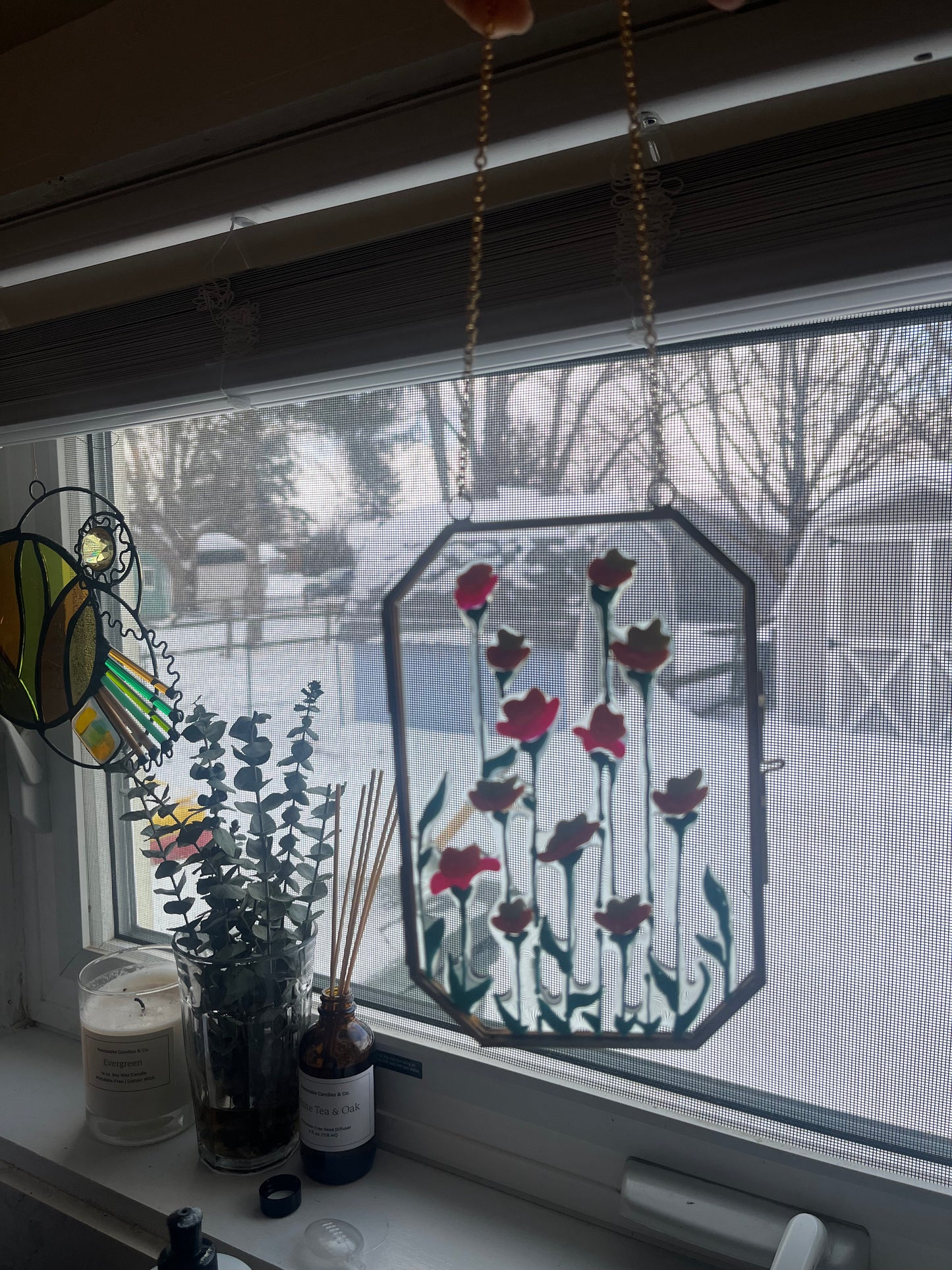 Framed Floral Window Painting (3)