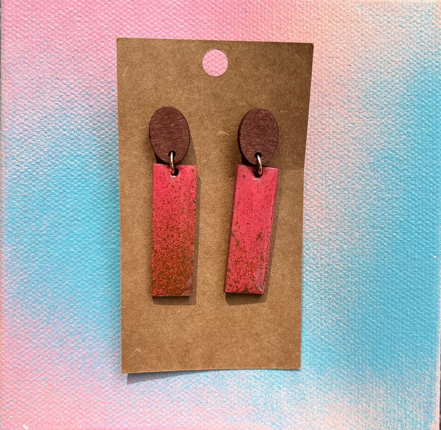 Brown and pink drop earrings